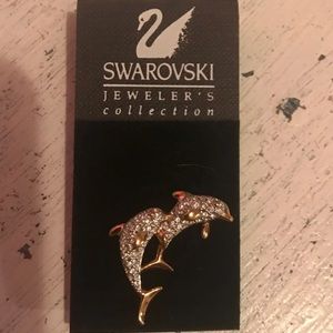 Swarovski twin dolphin pin